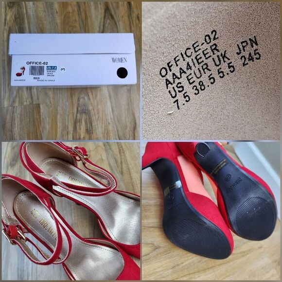 🩵NIB Red Faux Suede Leather Double Ankle Strap Platform Heels Size 7.5 - Picture 12 of 14